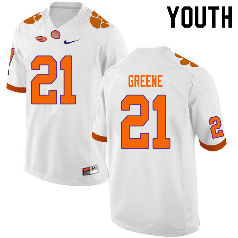Youth #21 Malcolm Greene Clemson Tigers College Football Jerseys Sale-White